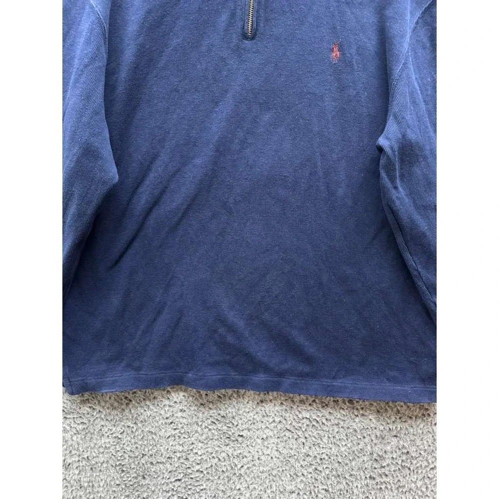 Polo Ralph Lauren Estate-Rib Quarter Zip Pullover Sweater Navy Blue Mens Size XL
